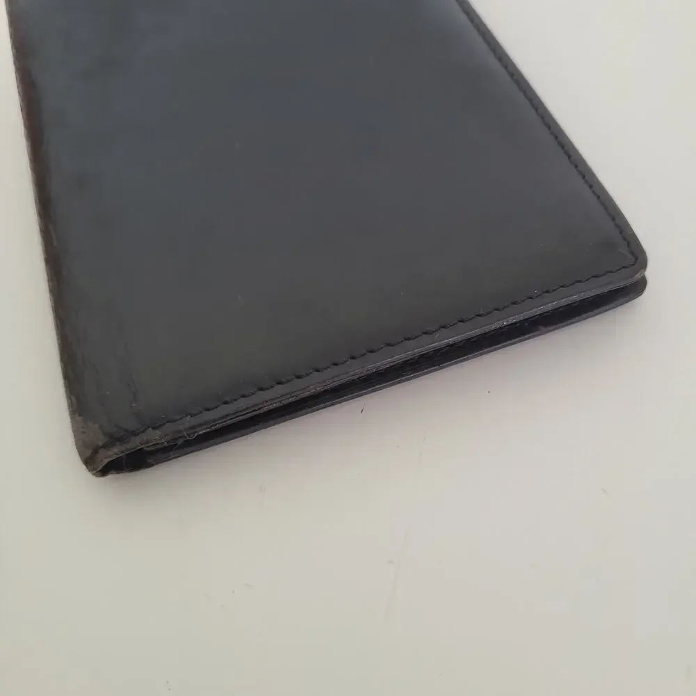 Dunhill Designer Checkbook Card Slim Bill Holder Wallet Black‎ Bifold Leather